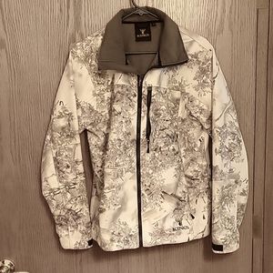 Women's  White camouflage hunting jacket.